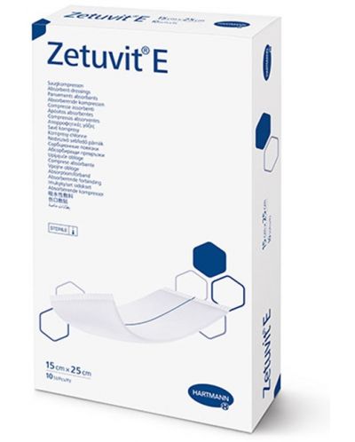Zetuvit E Aбсорбиращи превръзки, стерилни, 15 x 25 cm, 10 броя, Hartmann - 1